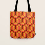 70s Retro Vintage Style Geometric Pattern Autumn Brown Orange and Yellow Tote Bag Gallery Image 1