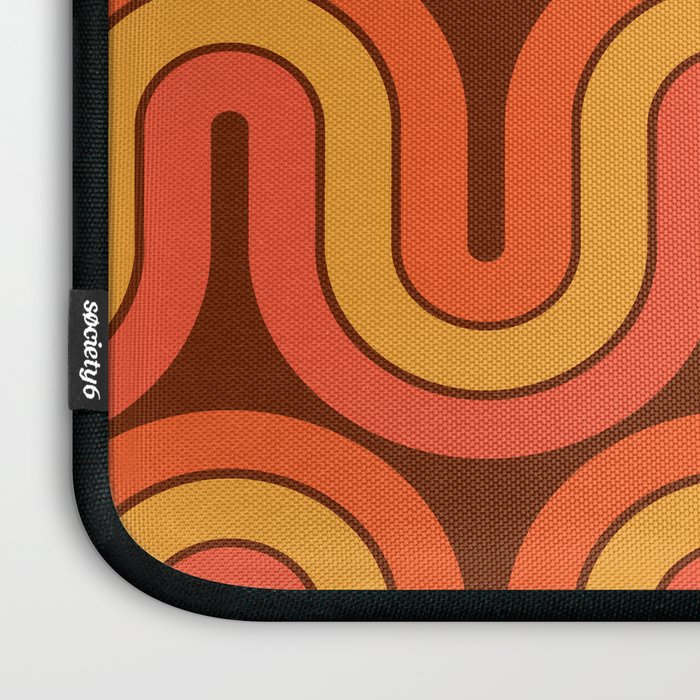 70s Retro Vintage Style Geometric Pattern Autumn Brown Orange and Yellow Laptop Sleeve Gallery Image 3
