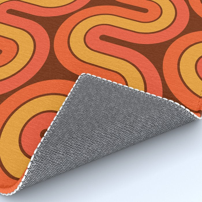 70s Retro Vintage Style Geometric Pattern Autumn Brown Orange and Yellow Rug Gallery Image 4