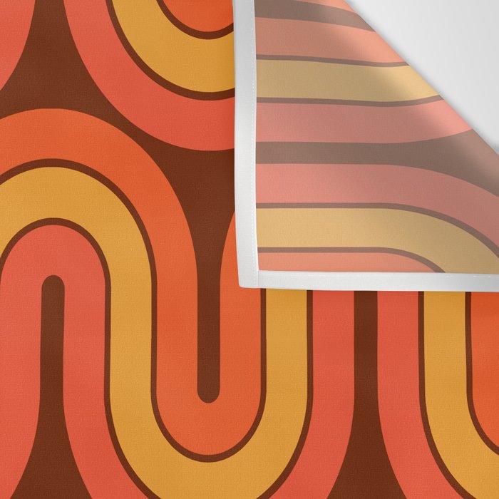 70s Retro Vintage Style Geometric Pattern Autumn Brown Orange and Yellow Wall Tapestry Gallery Image 3