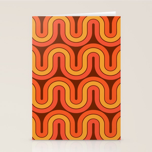 70s Retro Vintage Style Geometric Pattern Autumn Brown Orange and Yellow Stationery Card Gallery Image 2