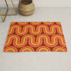 70s Retro Vintage Style Geometric Pattern Autumn Brown Orange and Yellow Rug Gallery Image 1