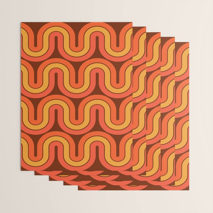 70s Retro Vintage Style Geometric Pattern Autumn Brown Orange and Yellow Wrapping Paper Gallery Image 3