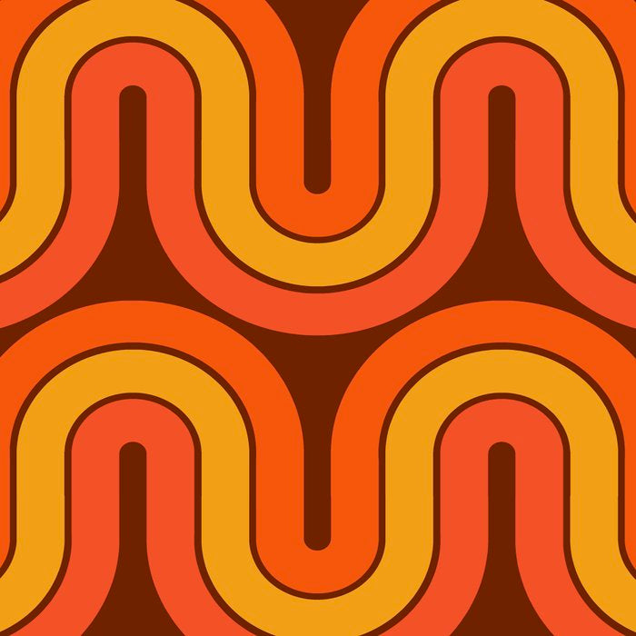 70s Retro Vintage Style Geometric Pattern Autumn Brown Orange and Yellow Coffee Mug Gallery Image 2