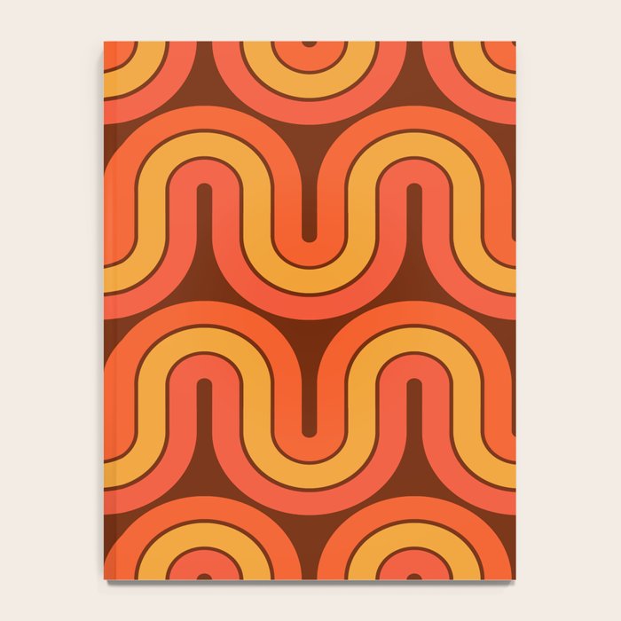 70s Retro Vintage Style Geometric Pattern Autumn Brown Orange and Yellow Notebook Gallery Image 4