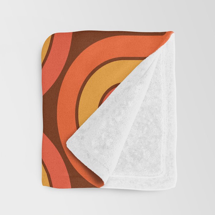 70s Retro Vintage Style Geometric Pattern Autumn Brown Orange and Yellow Throw Blanket Gallery Image 3