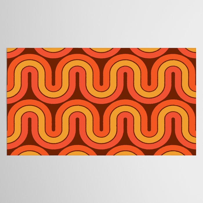 70s Retro Vintage Style Geometric Pattern Autumn Brown Orange and Yellow Tablecloth Gallery Image 2