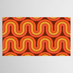 70s Retro Vintage Style Geometric Pattern Autumn Brown Orange and Yellow Tablecloth Gallery Image 2