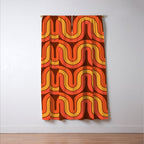 70s Retro Vintage Style Geometric Pattern Autumn Brown Orange and Yellow Window Curtain Gallery Image 3