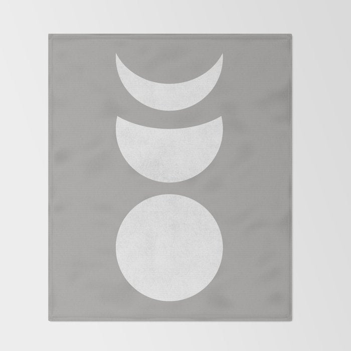 Lunar Eclipse - White Grey Throw Blanket Gallery Image 2