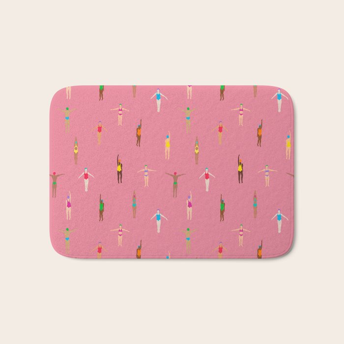 Swimmers in a Sea of Pink Bath Mat Gallery Image 1