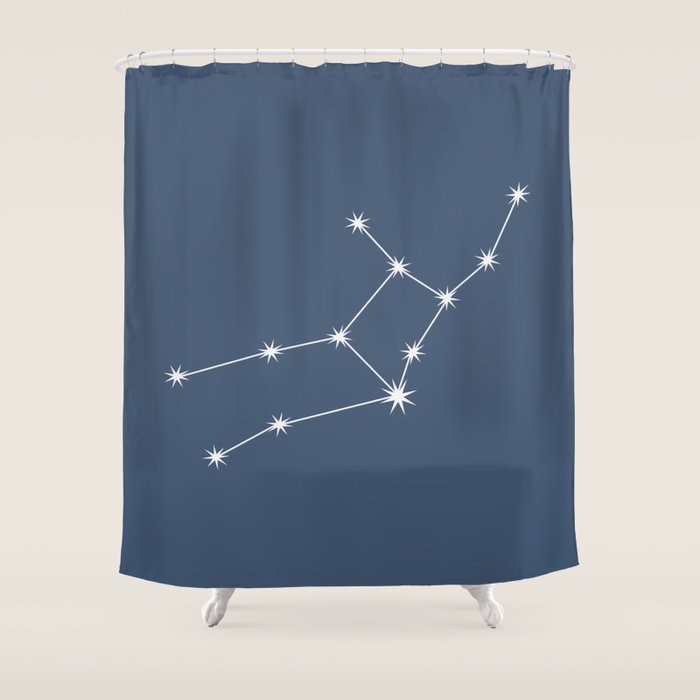 Virgo Zodiac Star Constellation Line Art Neutral Blue Shower Curtain Gallery Image 1