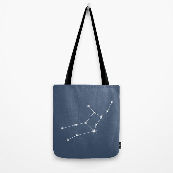 Virgo Zodiac Star Constellation Line Art Neutral Blue Tote Bag Gallery Image 2