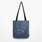 Virgo Zodiac Star Constellation Line Art Neutral Blue Tote Bag Gallery Image 2