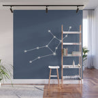 Virgo Zodiac Star Constellation Line Art Neutral Blue Wall Mural Gallery Image 1