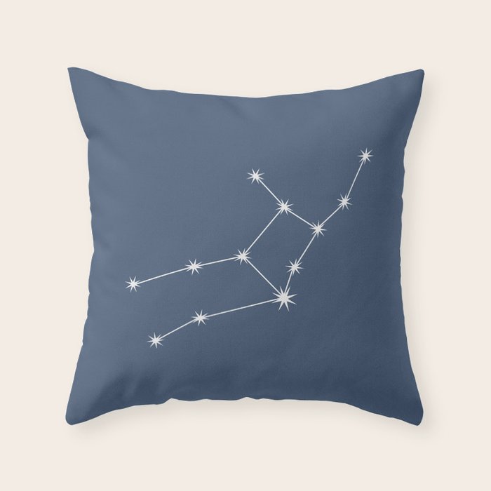 Virgo Zodiac Star Constellation Line Art Neutral Blue Throw Pillow Gallery Image 1