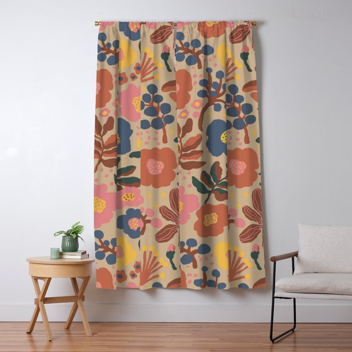 Red blooming Window Curtain Gallery Image 1