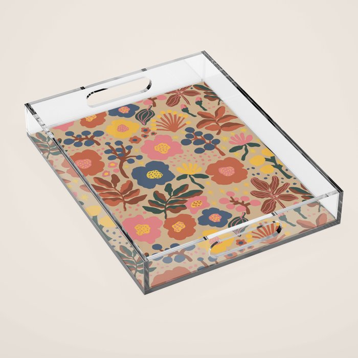 Red blooming Acrylic Tray Gallery Image 1