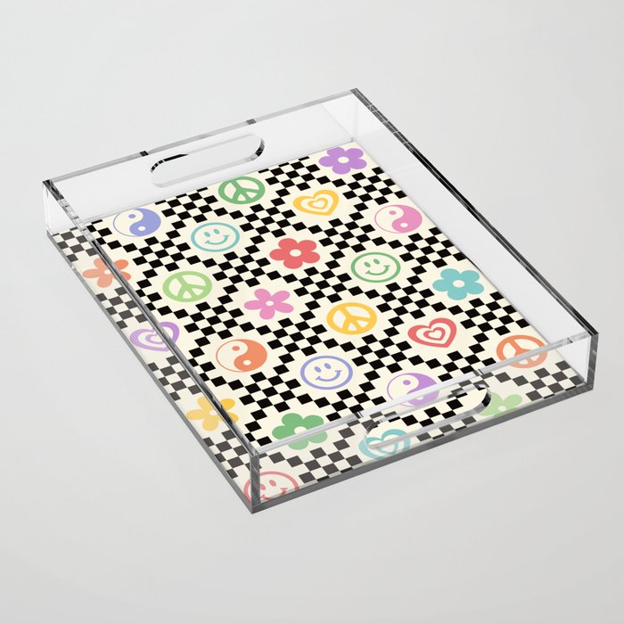 Retro Colorful Nostalgia Double Checker Acrylic Tray Gallery Image 1