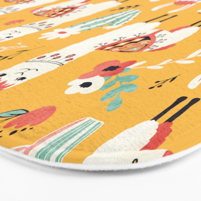 White Llama with flowers Bath Mat Gallery Image 3