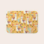 White Llama with flowers Bath Mat Gallery Image 1