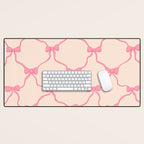 Coquette style ribbons and bows pattern in pink Desk Mat Gallery Image 1