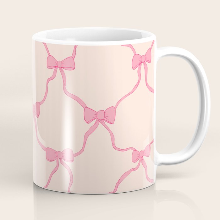 Coquette style ribbons and bows pattern in pink Coffee Mug Gallery Image 1