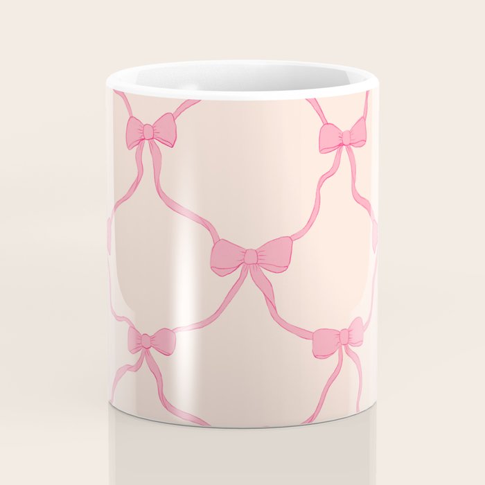 Coquette style ribbons and bows pattern in pink Coffee Mug Gallery Image 4