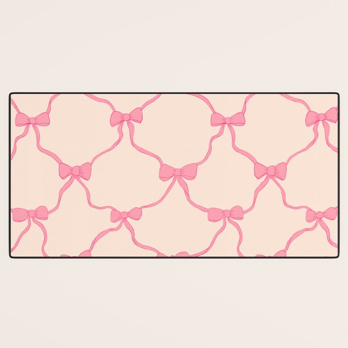 Coquette style ribbons and bows pattern in pink Desk Mat Gallery Image 3
