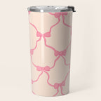 Coquette style ribbons and bows pattern in pink Travel Mug Gallery Image 2