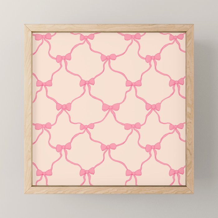 Coquette style ribbons and bows pattern in pink Mini Art Print Gallery Image 1