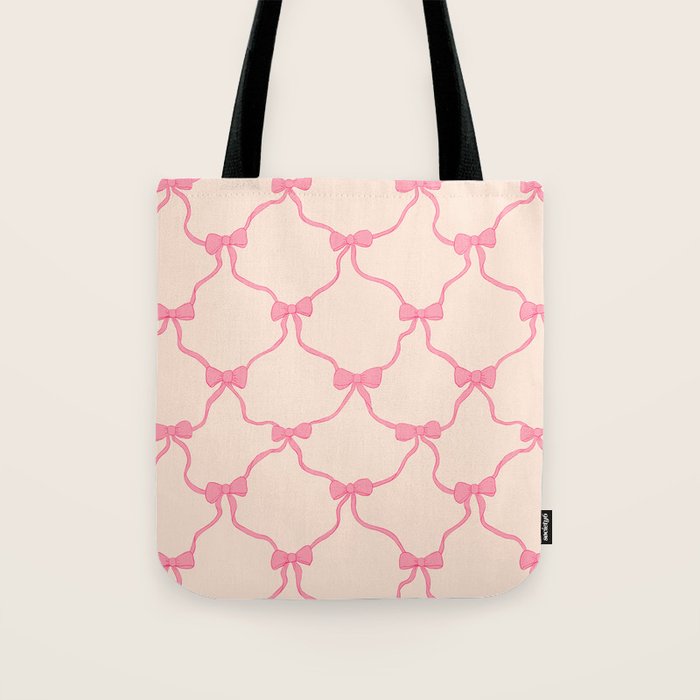 Coquette style ribbons and bows pattern in pink Tote Bag Gallery Image 1