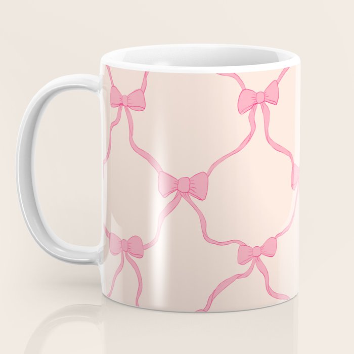 Coquette style ribbons and bows pattern in pink Coffee Mug Gallery Image 3