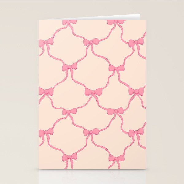 Coquette style ribbons and bows pattern in pink Stationery Card Gallery Image 1