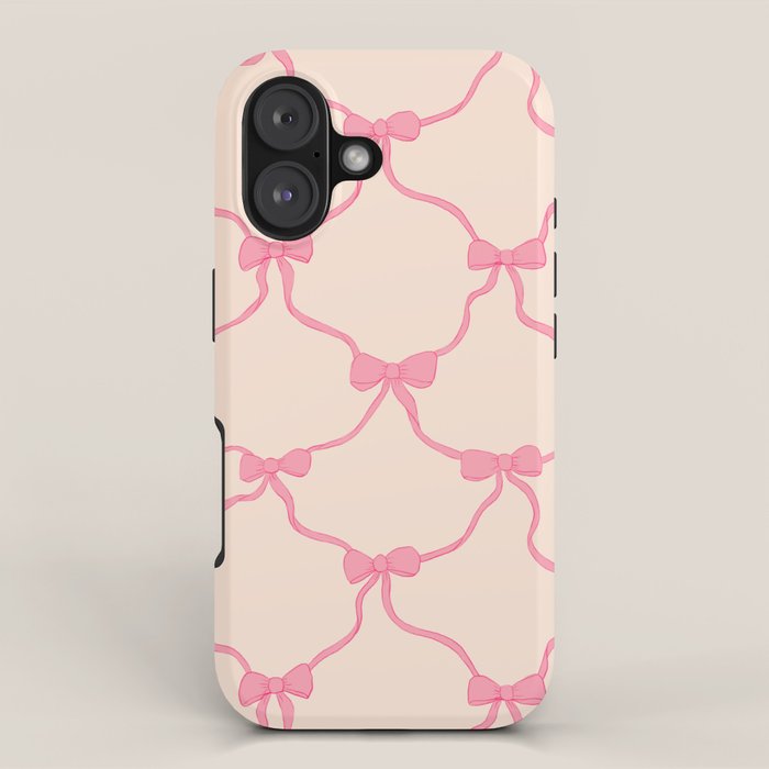 Coquette style ribbons and bows pattern in pink iPhone Case Gallery Image 1