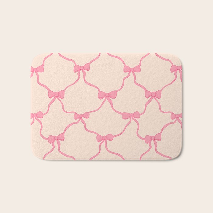 Coquette style ribbons and bows pattern in pink Bath Mat Gallery Image 1