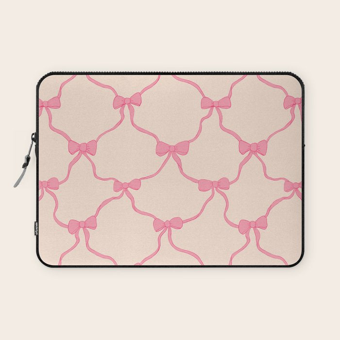 Coquette style ribbons and bows pattern in pink Laptop Sleeve Gallery Image 1