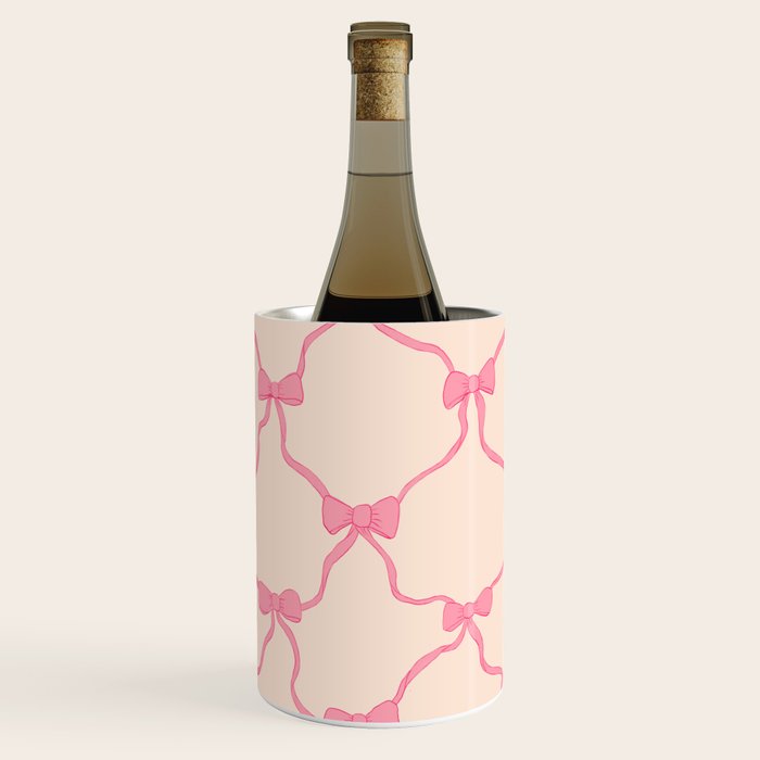 Coquette style ribbons and bows pattern in pink Wine Chiller Gallery Image 2