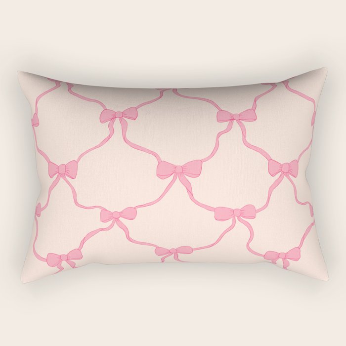 Coquette style ribbons and bows pattern in pink Rectangular Pillow Gallery Image 2