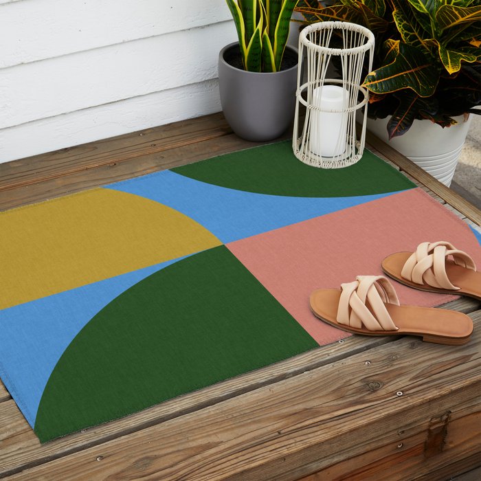 abstract retro vivid fall 8 Outdoor Rug Gallery Image 2