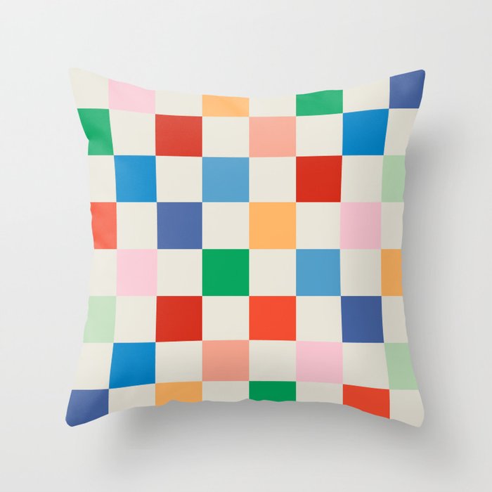 Colorful Checkered Pattern: A Vibrant and Playful Design Throw Pillow Gallery Image 6
