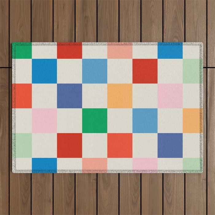 Colorful Checkered Pattern: A Vibrant and Playful Design Outdoor Rug Gallery Image 1