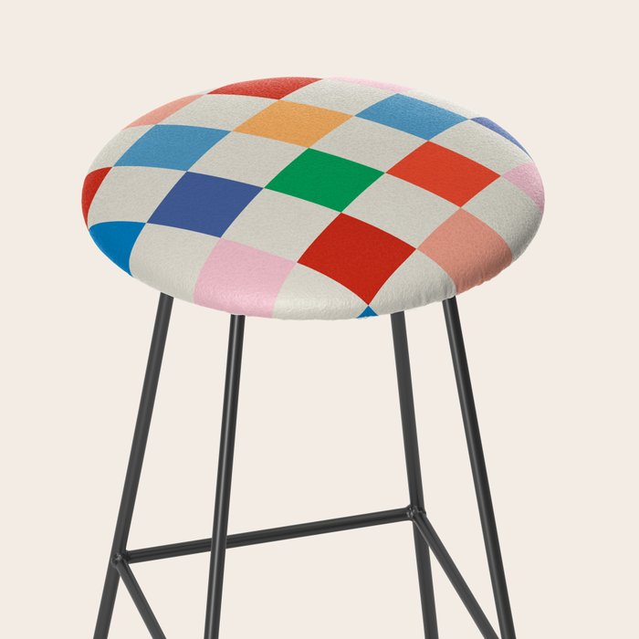 Colorful Checkered Pattern: A Vibrant and Playful Design Stool Gallery Image 2