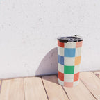 Colorful Checkered Pattern: A Vibrant and Playful Design Travel Mug Gallery Image 4