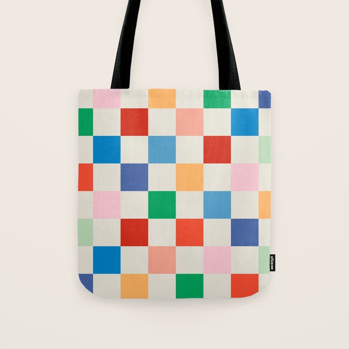 Colorful Checkered Pattern: A Vibrant and Playful Design Tote Bag Gallery Image 1