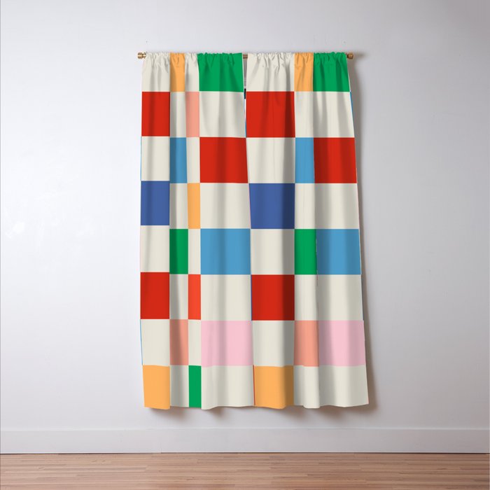 Colorful Checkered Pattern: A Vibrant and Playful Design Window Curtain Gallery Image 3