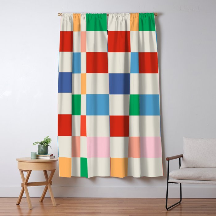 Colorful Checkered Pattern: A Vibrant and Playful Design Window Curtain Gallery Image 1