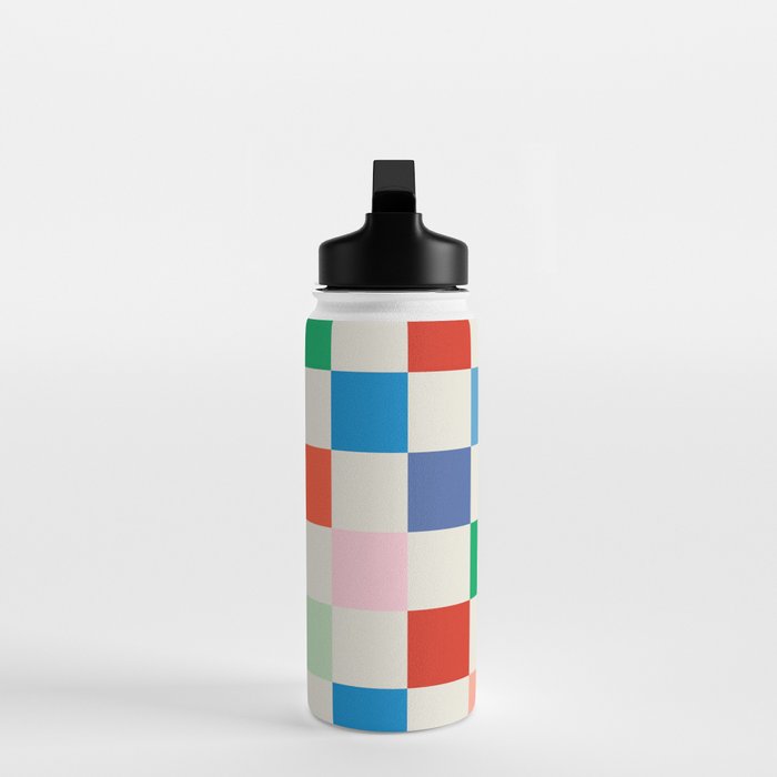 Colorful Checkered Pattern: A Vibrant and Playful Design Water Bottle Gallery Image 3