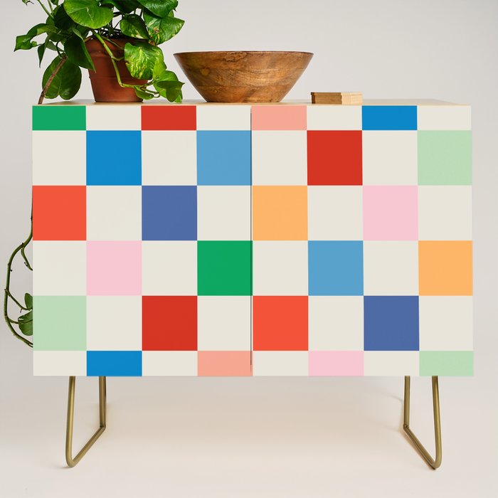 Colorful Checkered Pattern: A Vibrant and Playful Design Credenza Gallery Image 1