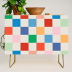 Colorful Checkered Pattern: A Vibrant and Playful Design Credenza Gallery Image 1
